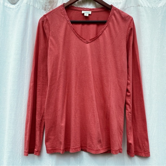 Sundance coral lace vneck long sleeve cotton shirt medium - Picture 1 of 6